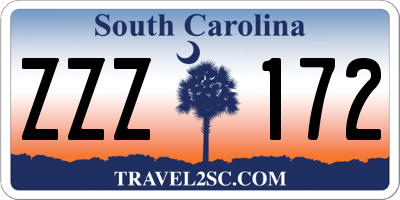 SC license plate ZZZ172