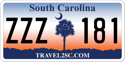 SC license plate ZZZ181