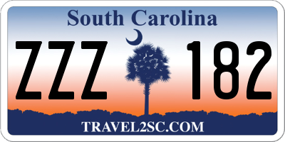 SC license plate ZZZ182