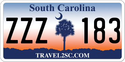 SC license plate ZZZ183