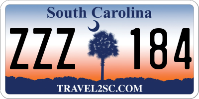 SC license plate ZZZ184