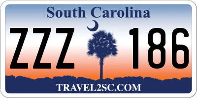 SC license plate ZZZ186