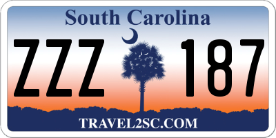 SC license plate ZZZ187