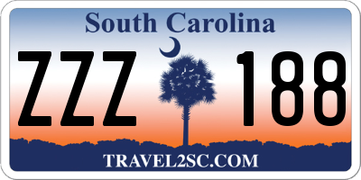 SC license plate ZZZ188