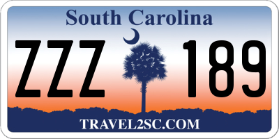 SC license plate ZZZ189