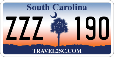 SC license plate ZZZ190