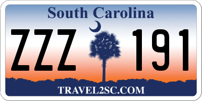 SC license plate ZZZ191