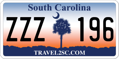 SC license plate ZZZ196