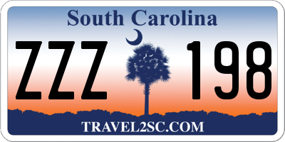 SC license plate ZZZ198