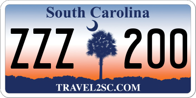 SC license plate ZZZ200