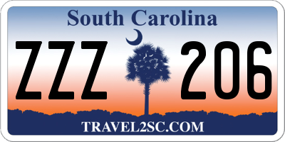 SC license plate ZZZ206