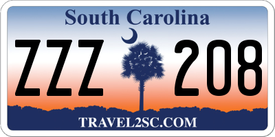 SC license plate ZZZ208