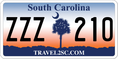 SC license plate ZZZ210