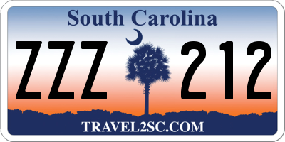 SC license plate ZZZ212