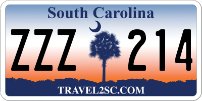 SC license plate ZZZ214