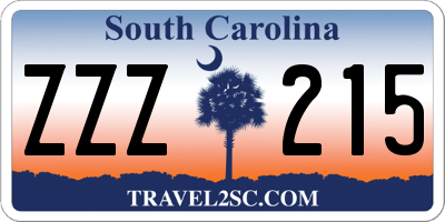 SC license plate ZZZ215
