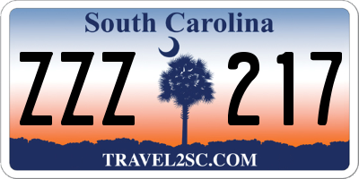 SC license plate ZZZ217