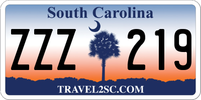 SC license plate ZZZ219