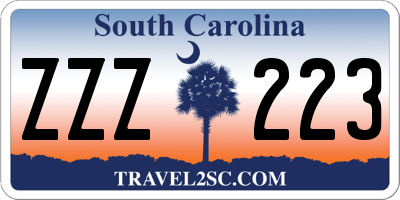 SC license plate ZZZ223