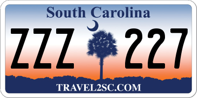 SC license plate ZZZ227