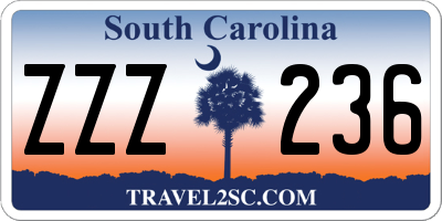 SC license plate ZZZ236