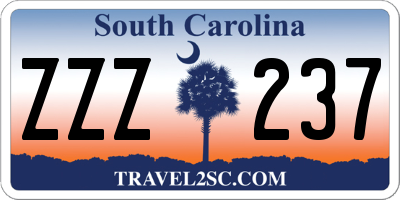 SC license plate ZZZ237