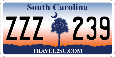 SC license plate ZZZ239