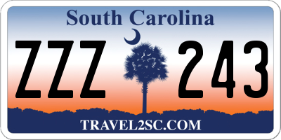 SC license plate ZZZ243