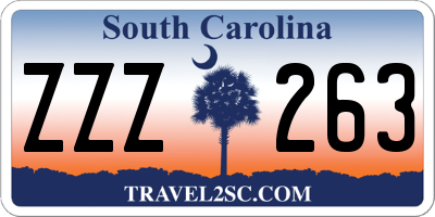 SC license plate ZZZ263