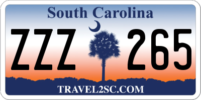 SC license plate ZZZ265