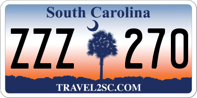 SC license plate ZZZ270