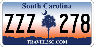 SC license plate ZZZ278