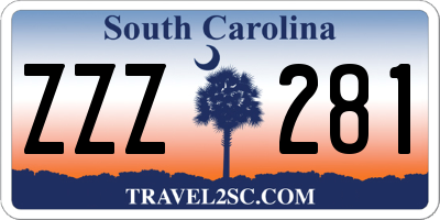 SC license plate ZZZ281