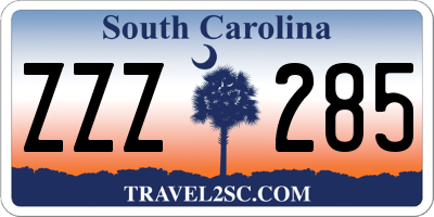 SC license plate ZZZ285