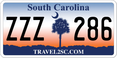 SC license plate ZZZ286