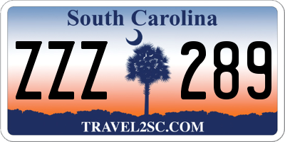 SC license plate ZZZ289
