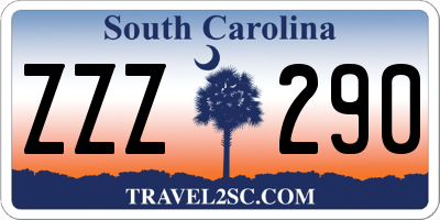 SC license plate ZZZ290
