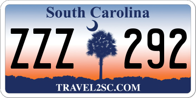 SC license plate ZZZ292