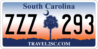 SC license plate ZZZ293