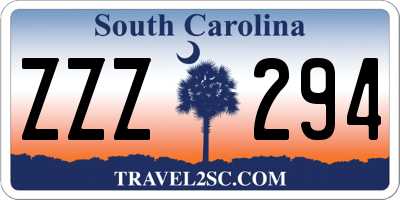 SC license plate ZZZ294