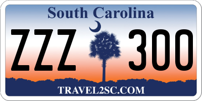 SC license plate ZZZ300