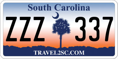 SC license plate ZZZ337