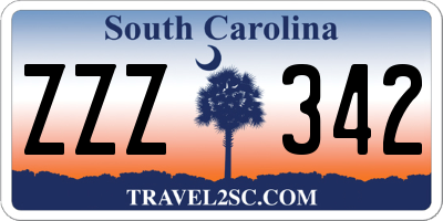 SC license plate ZZZ342