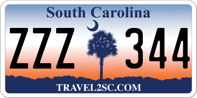 SC license plate ZZZ344