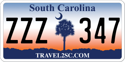 SC license plate ZZZ347