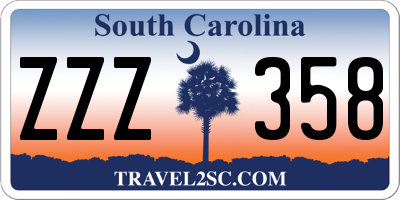 SC license plate ZZZ358