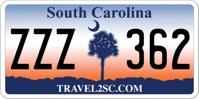 SC license plate ZZZ362