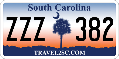 SC license plate ZZZ382