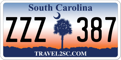 SC license plate ZZZ387