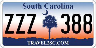 SC license plate ZZZ388